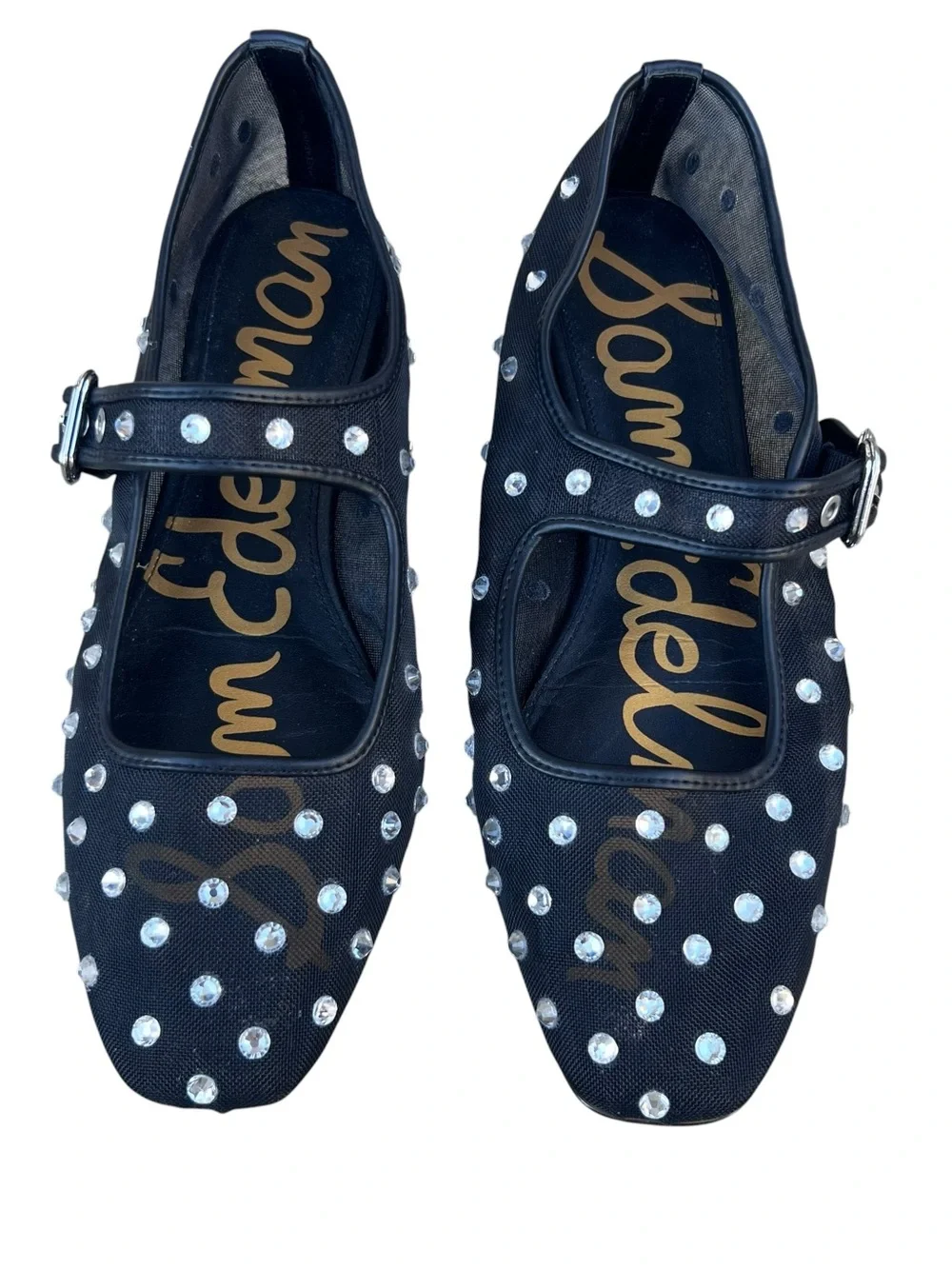 SAM EDELMAN Michaela Shine Mary Jane Flat - Black Mesh Sz 8